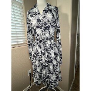 Anthropology Conversations 34 of 52 Womens 8 Dress Blue Long-Sleeve Collared